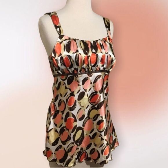 I.N. San Francisco Retro Print Top Pleated Bodice Med‎ - Picture 3 of 11